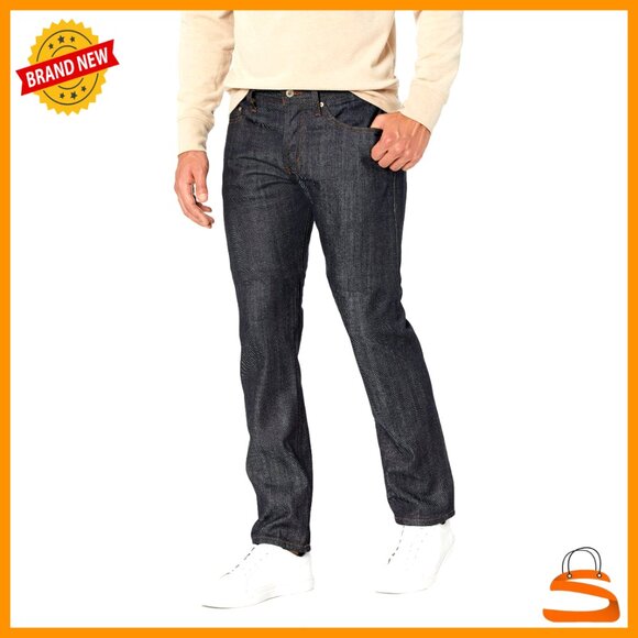 Men's Straight Leg Jeans High Rise Stretch Selvedge Denim